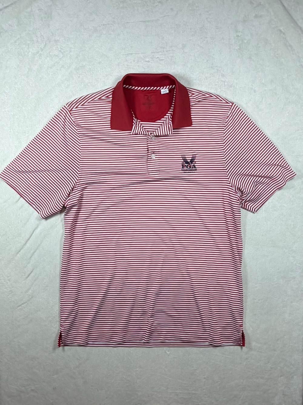 2014 Valhalla PGA Championship Large Cutter & Buck Red Striped Polo Shirt